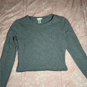 Bozzolo  Gray Long Sleeve Crop Top